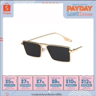 แว่นกันแดดGAMT Luxurious Narrow Rectangular Metal Rim High Temple ขนาด52mm. ดำกรอบทอง Sunglasses Gold black.