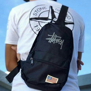 STUSSY SLING BAG JAPAN MAGAZINE กระเป๋าคาดอกผ้าสกรีนโลโก้ ญี่ปุ่น แถมแมกกาซีน  จุของได้เยอะ มีตัวล๊อคปรับสายได้