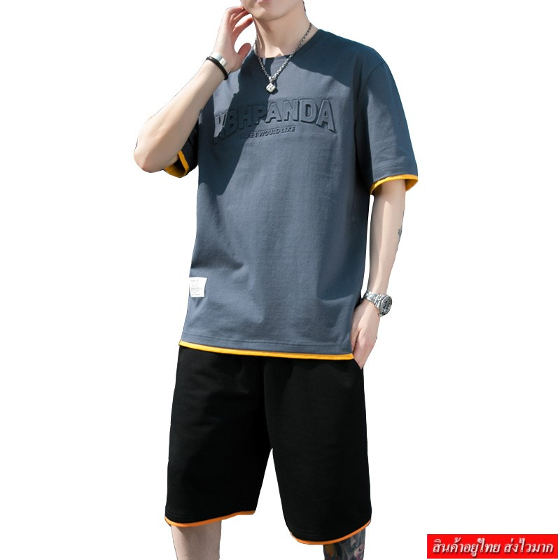 Leoman ชุดเซต2 ชิ้น เสื้อเเขนสั้นเเละกางเกงขาสั้นผู้ชาย รุ่น M9100