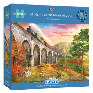 พร้อมส่ง-จิ๊กซอว์ ภาพ Crossing Glenfinnan Viaduct 🛤️ รถไฟ แบรนด์ Gibsons jigsaw puzzle 1000 ชิ้น