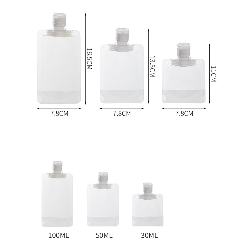 ถุงฝาเกลียวใส่ของเหลว ใช้สำหรับเดินทาง ขวดพบพา ใส่ครีม ขนาด 30/50/100 ml