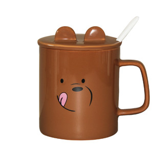 Miniso แก้ว แก้วน้ำ ลายหมี We Bare Bears Collection 4.0 Ceramic Mug with Cover and Spoon 360mL