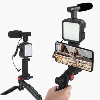 AY-49 Smartphone Video Kit อุปกรณ์ถ่ายวิดีโอ ขาตั้ง ที่จับสมาร์ทโฟน ไมค์ ไฟ LED ครบชุดพร้อมถ่าย