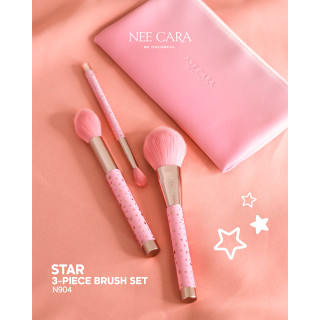 NEE CARA นีคาร่า แปรงแต่งหน้า เซ็ท 3 ชิ้น พร้อมกระเป๋าเก็บ ของแท้ 100% N904 3PCS STAR BRUSH SET