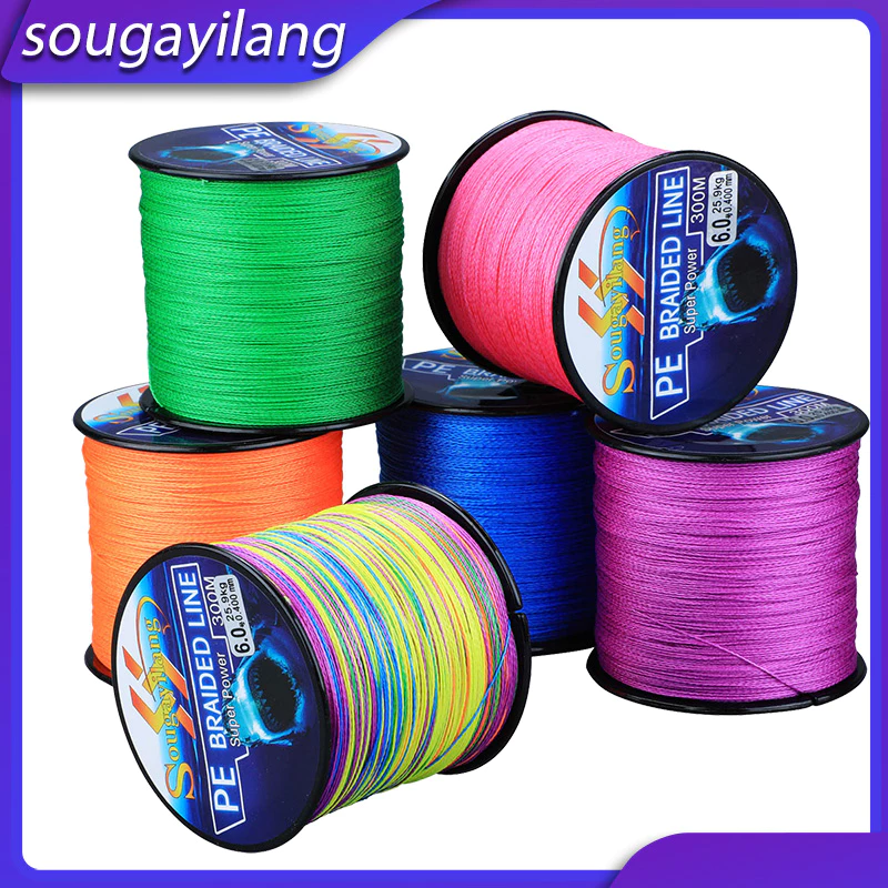 Sougayilang สายตกปลาถัก 300 เมตร PE แข็งแรงเส้นเอ็นตกปลาพลังงานพิเศษ 4 เส้นสำหรับน้ำจืด/น้ำเค็ม