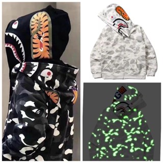 2 ฮู๊ด แบล็คไลท์ BAPE City Camo Shark  Full Zip Double Hoodie