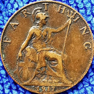 เหรียญ​อังกฤษ​ UK, 1​ Farthing,(ยุค​George V), ใช้แล้ว, #​0984T