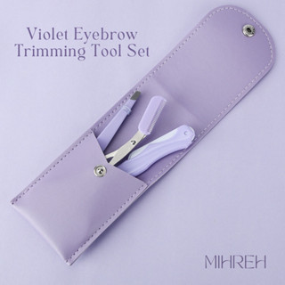 [3090](พร้อมส่ง) อุปกรณ์จัดแต่งทรงคิ้ว 3 ชิ้น พร้อมซองเก็บ สีม่วงพาสเทลน่ารัก