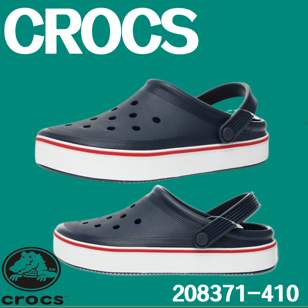 Crocs Crocband™ Clean Clog Sandals .รองเท้าแตะลุยชายหาด รองเท้าแตะ สีน้ำเงินเข้ม ขาว แดง 208371-410