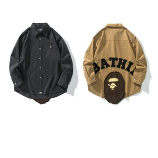 Bape shirt mens embroidery swallowtail lapel long-sleeved shirt