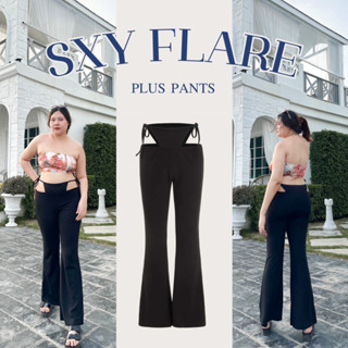 SXY PANT# กางเกงขายาวสาวอวบผูกข้างทรงขาบานเซ็กซี่มากขาเรียวสุด