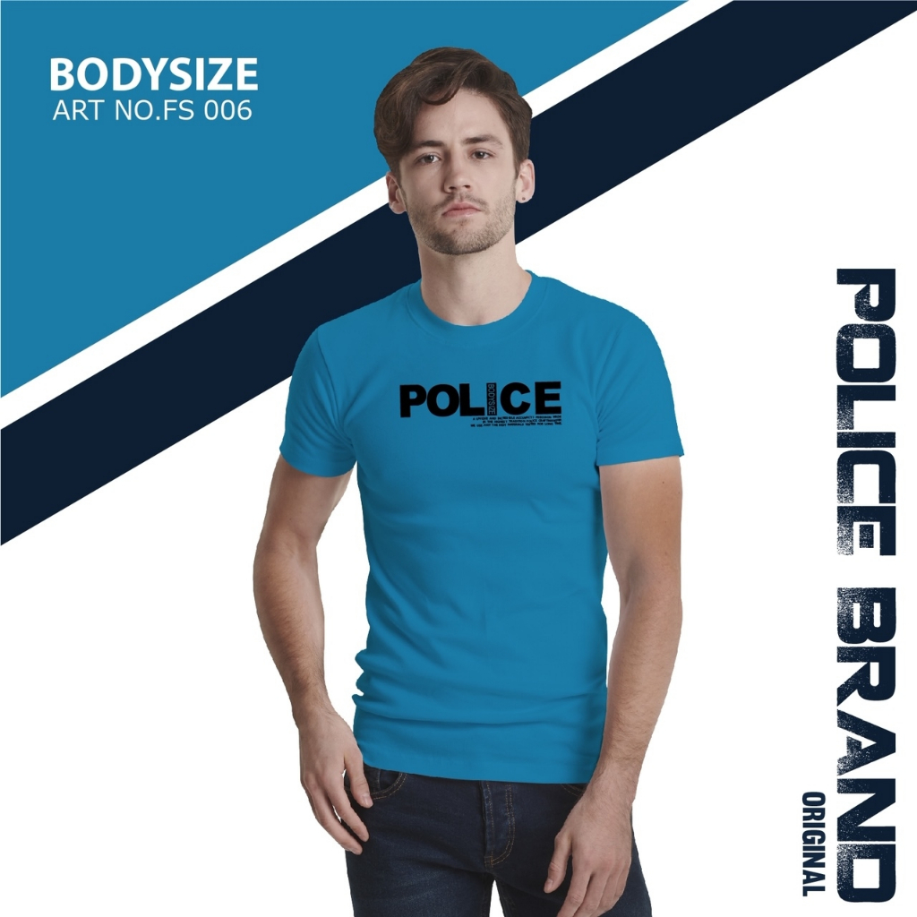 Police Brand เสื้อยืดทรงพอดีตัว Slim fit ผ้ายืดตามตัว 100% Cotton (FS006,BS004,XS003) — صورة 2