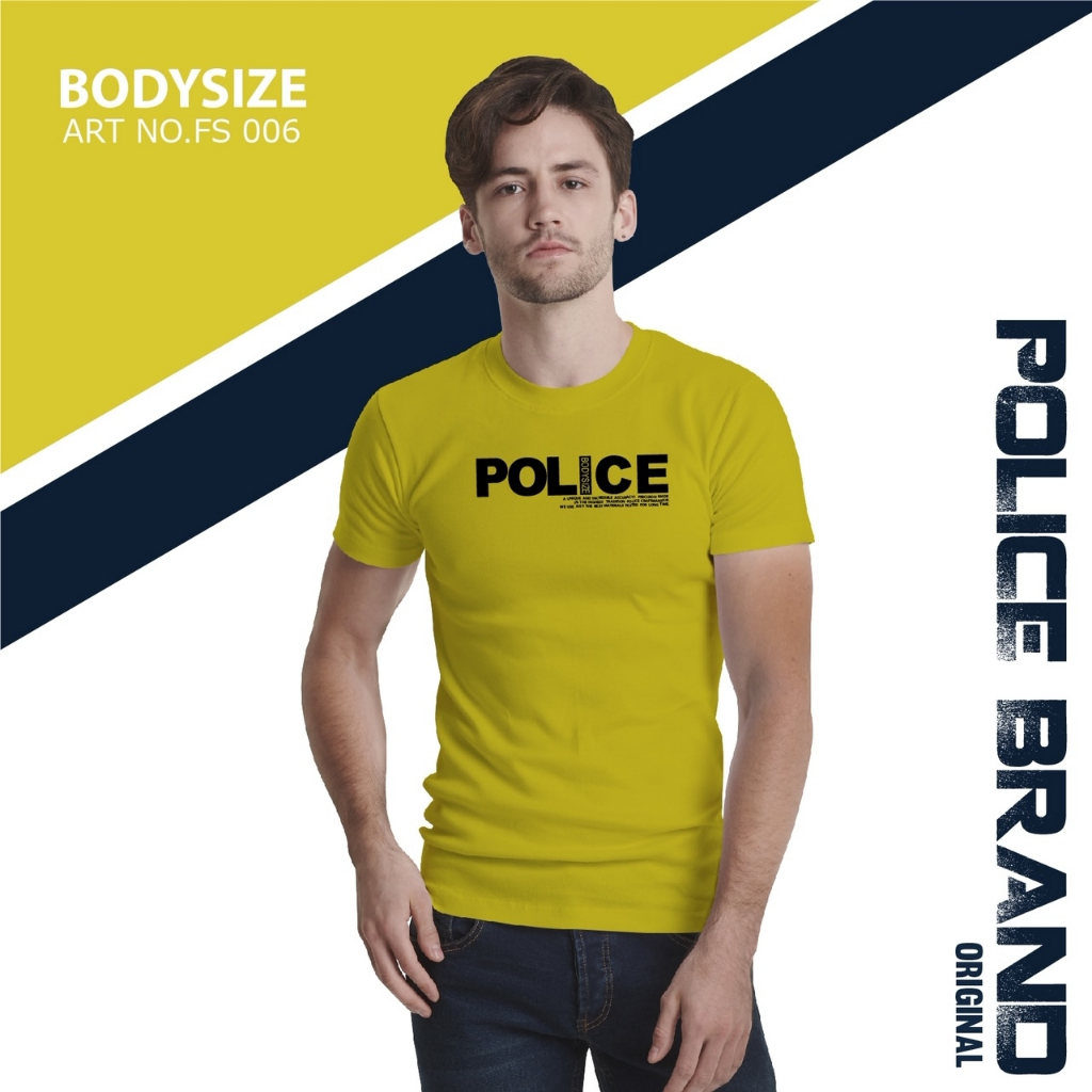Police Brand เสื้อยืดทรงพอดีตัว Slim fit ผ้ายืดตามตัว 100% Cotton (FS006,BS004,XS003) — صورة 4