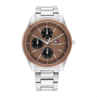 TOMMY HILFIGER Heren Horloge รุ่น TH1710533 นาฬิกาข้อมือผู้ชาย สายสแตนเลส Silver/Brown หน้าปัด 43 มม.