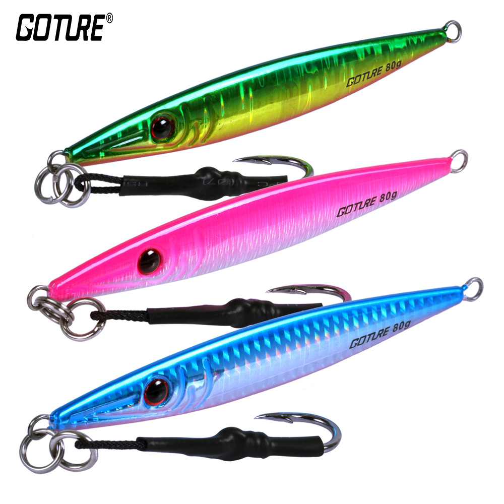 GOTUREเหยื่อตกปลา เหยื่อจิ๊ก เหยื่อปลอม เหยื่อ 3ชิ้น/แพ็ค 80g/100g/150g/200g อุปกรณ์ตกปลา