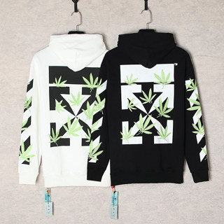 OFF WHITE arrow flower green leaf embroidery hooded sweater