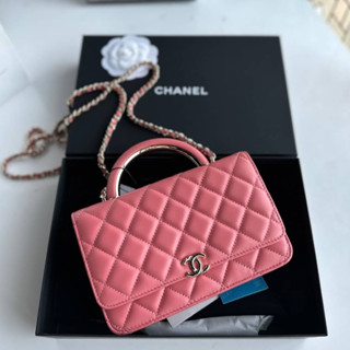 กระเป๋า CHANEL WALLET ONCHAIN LAMB SKIN WITH HANDLE  งาน Vip💛