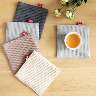 พร้อมส่ง แผ่นรองแก้ว plain color ผ้าวาฟเฟิล