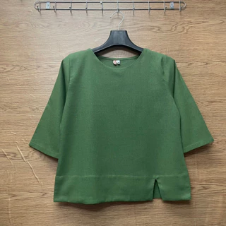 เสื้อคอกลมแขนสามส่วน เสื้อลินินผสมฝ้าย100% เนื้อผ้าแน่น ไม่ยืดไม่ย้วย สวยทันสมัย สีสันสดใส สินค้าพร้อมส่ง มีไซส์ 38-50