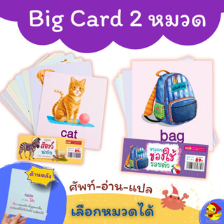 Big card 2 หมวด สัตว์ป่า+ของใช้ใกล้ตัว แฟลชการ์ด Flash Card Animal การ์ดคำศัพท์พื้นฐาน บัตรคำ เสริมพัฒนาการเด็ก