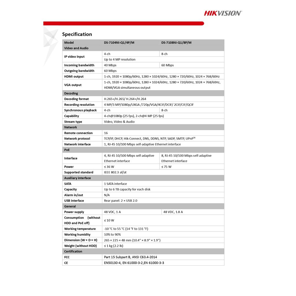 HIKVISION กล้องวงจรปิด IP 2MP มีไมค์ DS-7108NI-Q1/8P/M + DS-2CD1023G2-LIU 4mm 8 ตัว + ชุดอุปกรณ์