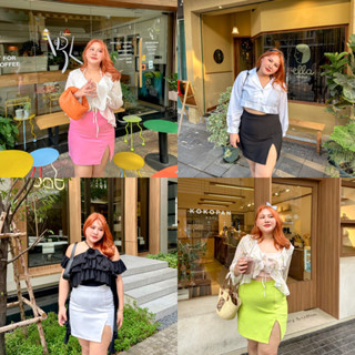 Jessi skirt กระโปรงผ่าหน้า เอว 32-38 - MerryChubbyHouse