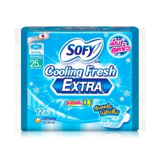 Sofy Cooling Fresh Extra Day Superslim wing 25 cm. ขนาด 12 ชิ้น