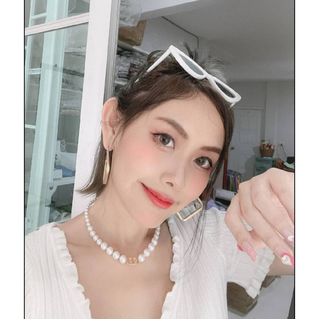 MTN - สร้อยคอไข่มุก งานโลหะข้างใน ปรับสายได้