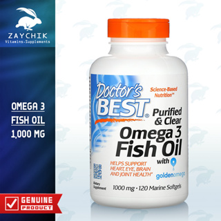 [พร้อมส่ง] Doctors Best, Purified &amp; Clear Omega 3 Fish Oil with Goldenomega, 1,000 mg น้ำมันปลา โอเมก้า3 DHA EPA ฟิชออย