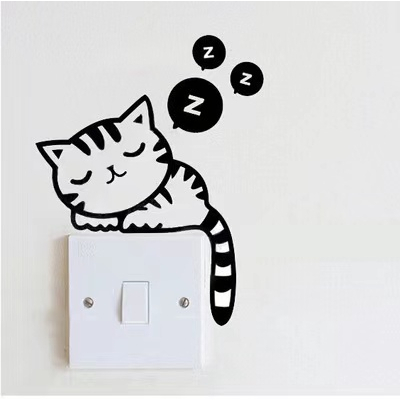 OurHome [พร้อมส่ง] สวิตซ์ลูกแมว สติ๊กเกอร์ตกแต่ง สติ๊กเกอร์ติดผนัง สติ๊กเกอร์สวิตช์ ตกแต่งบ้านswitch decorative sticker