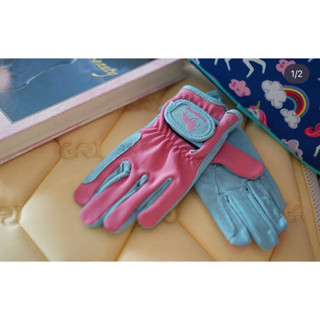 ponypony gloves ถุงมือขี่ม้าสำหรับเด็กเเละวัยทีน ทนทานจับกระชับด้านฝ่ามือเป็นหนังเเท้ double padding กันเสียดสี