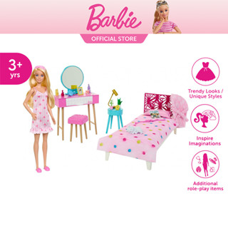 [BBTM]  Barbie  Bedroom playset with doll บาร์บี้ เพลเซทห้องนอน และตุ๊กตา HPT55