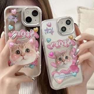 🎁ส่งของขวัญ🎁เคสไอโฟน สำหรับ 11 13 for iPhone Case 14 12 Pro Max น่ารัก ลูกแมว พร้อมขาตั้ง กันกระแทก ปกป้อง เคสโทรศัพท์