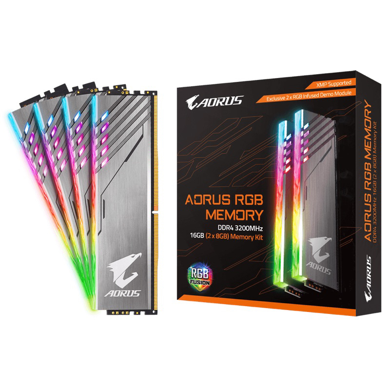 RAM  GIGABYTE AORUS RGB 16GB 8GBx2 DDR4/3200 MEMORY WITH DEMO KIT