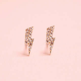 Grace Fine Jewelry ต่างหูปักก้านทองแท้ 9K Thunderbolt Diamond