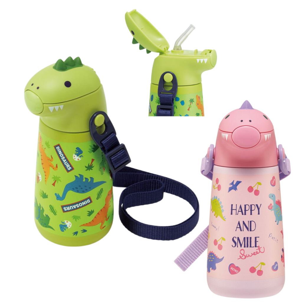 กระติกน้ำสเตนเลส หลอดดูด เก็บความเย็น หัวไดโนเสาร์ 3D สแตนเลส