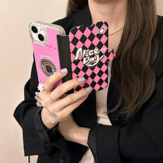 🌈Langton🌸สี่เหลี่ยมขนมเปียกปูน case iphone 11 14 pro max ฝาพับ nice day for iPhone 12 13