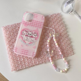 🌈Langton🌸สไตล์สร้อยข้อมือ การ์ตูนน่ารัก Marie Cat case iphone 11 14 pro max รูปสัตว์ for iPhone 12 13