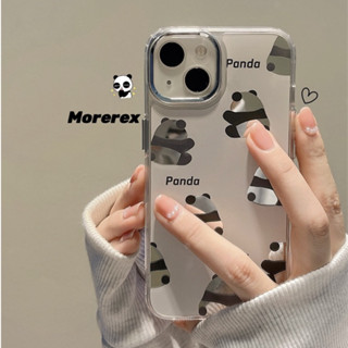 🎁ส่งของขวัญ🎁กระจกเงา panda ใหม่ น่ารัก เคสไอโฟน 14Pro max เคส for iPhone 11 12 13 14 12Pro 13Pro case