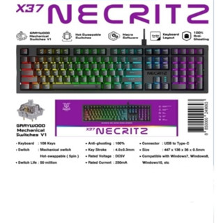 คีย์บอร์ดเกมมิ่งมีไฟ NUBWO X37 NECRITZ(★‿★) พร้อมไฟ RGB Mechanical Switch V1