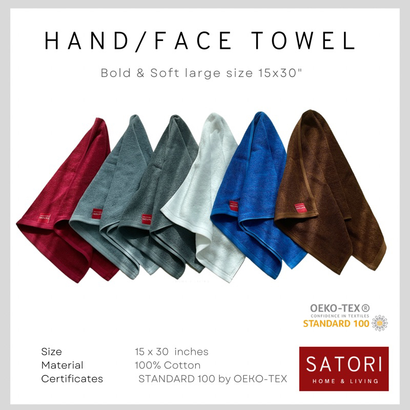Satori Face towel hand towel ผ้าเช็ดผม เช็ดหน้า คอตตอน 15x30 100% cotton ทอแน่น
