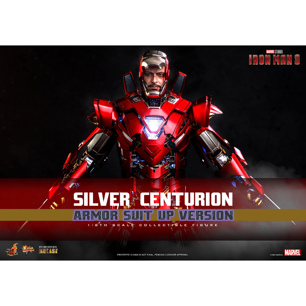 🕊️พร้อมส่ง ฟิกเกอร์ โมเดล ของสะสม Hot Toys MMS618D43 1/6 Iron Man 3 - Silver Centurion (Armor Suit Up Version)