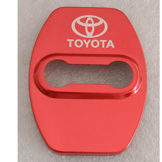 ฝาครอบสแตนเลสล็อคหูประตูรถยนต์สีโครเมียมเงิน/แดง/น้ำเงิน Toyota Corolla Etios Hilux Cromado Camry Highlander