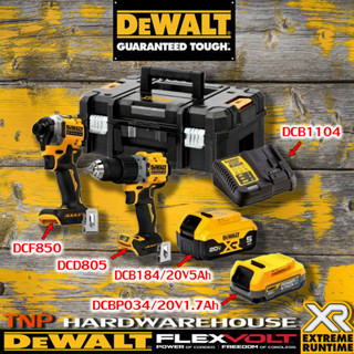 DEWALT DCK2050P1E1T คอมโบ้ชุดสว่านไร้สาย20V (DCD805+DCF850)