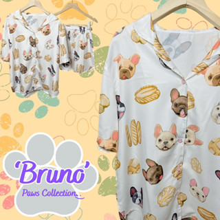 [มีโค้ดลด] Naptime ชุดนอนน่ารักลายหมาแมว เสื้อ+กางเกง รุ่น "Bruno" ผ้าไหมอิตาลีนุ่มใส่สบาย {Limited Edition}