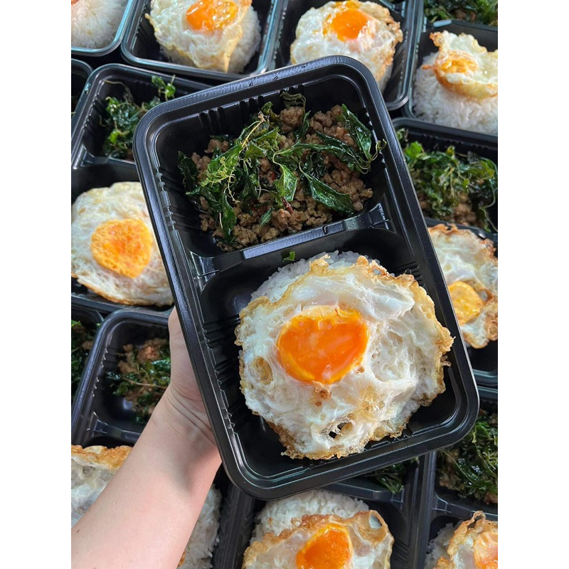 กล่องข้าว 2ช่อง ขนาด 750ml สีแดง