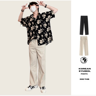 THEBOY-KOREAN SYMBOL PANTS กางเกงสแลคทรงกระบอกตรง