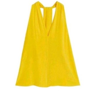 Yellow : Halter Back V-Neck Top