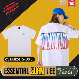 Suamoment เสื้อยืด เสื้อยืดผ้าฝ้ายคอกลม 100% ไซส์ใหญ คู่รัก oversized ตัวอักษรสี insเสื้อผ้าผช เสื้อยืดผู้หญิง