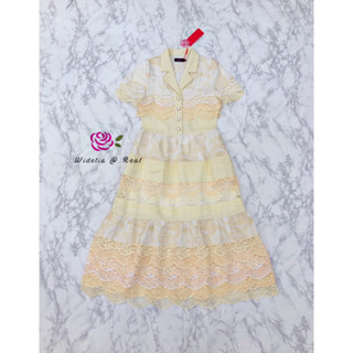 Maxi Dress ตัวเดรสแขนสั้น คอปก แม็กซี่เดรสตัวยาว เนื้อผ้าลูกไม้อย่างดี มี2สี